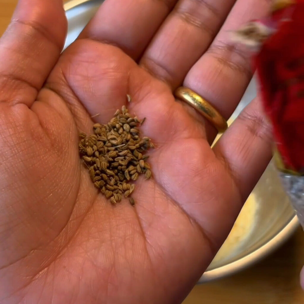 Carrom seeds for the batter